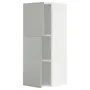 IKEA METOD МЕТОД, навісна шафа з полицями / 2 дверцят, білий / Хавсторп світло-сірий, 40x100 см 895.379.79 фото