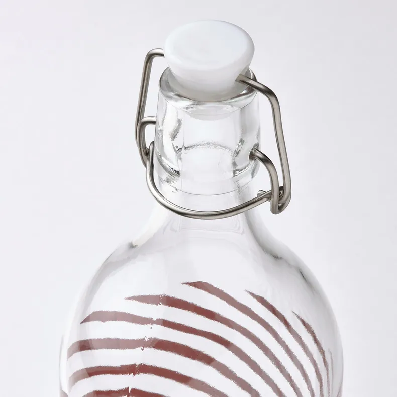 IKEA KORKEN КОРКЕН, бутылка с пробкой, Полосатое прозрачное / розовое стекло, 1 l 105.647.01 фото №3