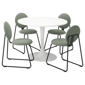 IKEA DOCKSTA ДОКСТА / MÅNHULT МОНХУЛЬТ, стіл+4 стільці, білий білий/хакебо сіро-зелений, 103 см 195.059.34 фото