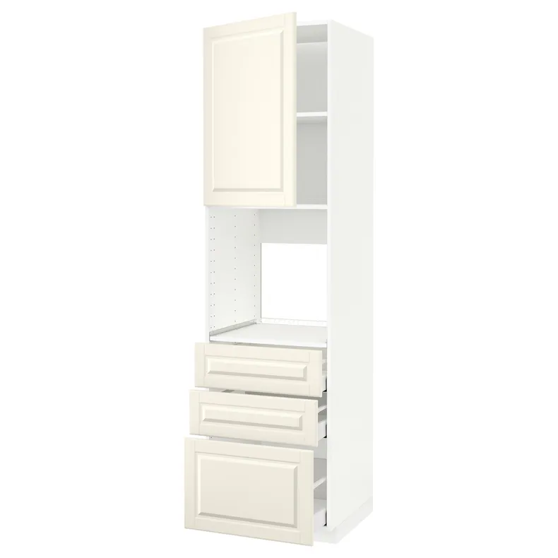 IKEA METOD МЕТОД / MAXIMERA МАКСИМЕРА, высокий шкаф д / духовки / дверь / 3ящика, белый / бодбинские сливки, 60x60x220 см 794.566.62 фото №1
