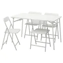 IKEA TORPARÖ ТОРПАРЕ, стіл+4 складані стільці, вуличний, білий/білий/сірий, 130 см 894.948.66 фото thumb №1