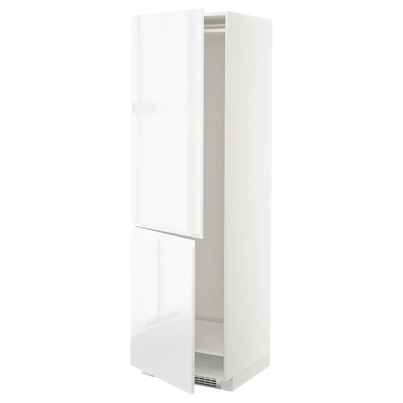 IKEA METOD МЕТОД, выс шкаф д / холодильн или морозильн, белый / Воксторп глянцевый / белый, 60x60x200 см 192.542.71 фото №1