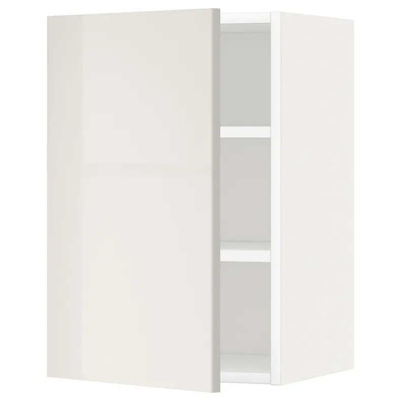 IKEA METOD МЕТОД, шафа навісна із полицями, білий / Ringhult світло-сірий, 40x60 см 194.691.01 фото №1