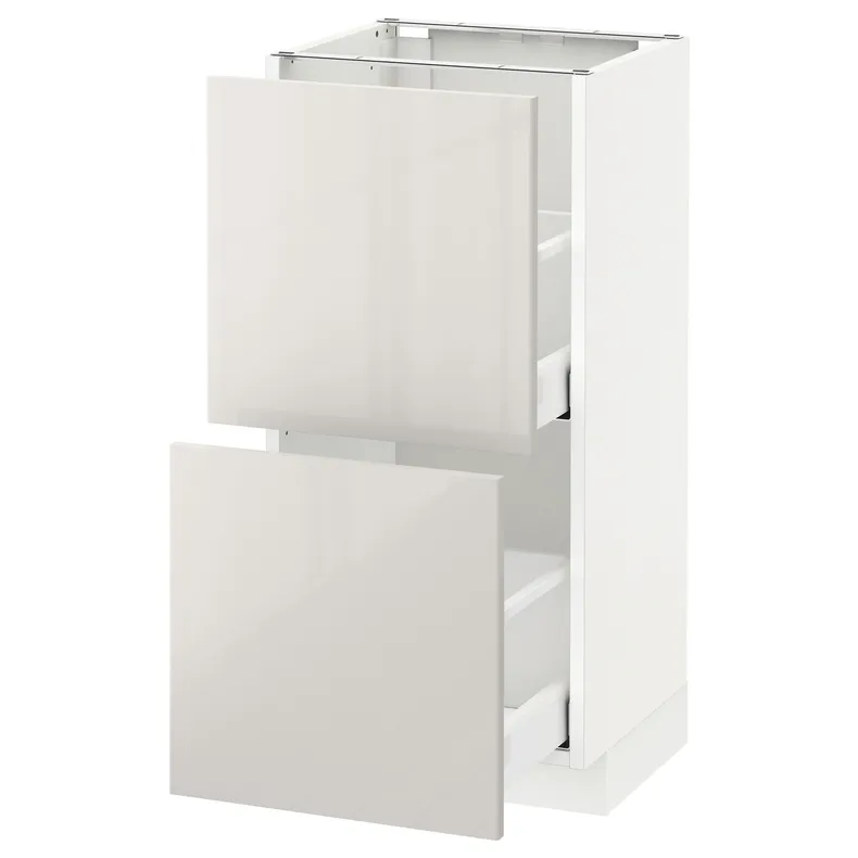 IKEA METOD МЕТОД / MAXIMERA МАКСІМЕРА, підлогова шафа з 2 шухлядами, білий / Ringhult світло-сірий, 40x37 см 391.425.84 фото №1