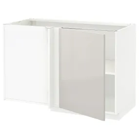 IKEA METOD МЕТОД, угловой напольный шкаф с полкой, белый / светло-серый, 128x68 см 994.691.78 фото