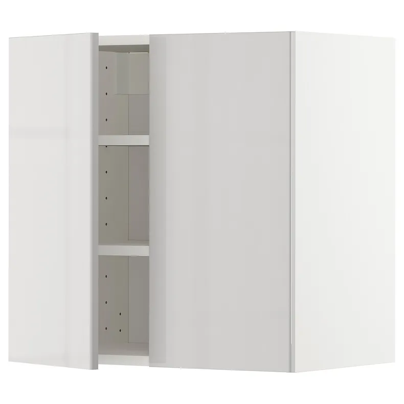 IKEA METOD МЕТОД, навесной шкаф с полками / 2дверцы, белый / светло-серый, 60x60 см 294.673.85 фото №1