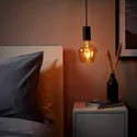 IKEA SUNNEBY СУННЕБЮ / MOLNART МОЛНАРТ, подвесной светильник с лампочкой, Черная форма колокола / коричневое прозрачное стекло 794.912.03 фото thumb №2