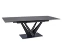 Стол обеденный раскладной SIGNAL SORENTO CERAMIC, серый мрамор / черный матовый, 90x160 фото thumb №1