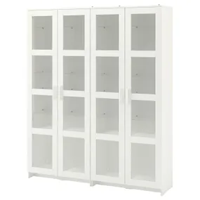 IKEA BRIMNES БРІМНЕС, комбін д/зберіг зі склян дверцятами, білий, 160x35x190 см 492.782.37 фото