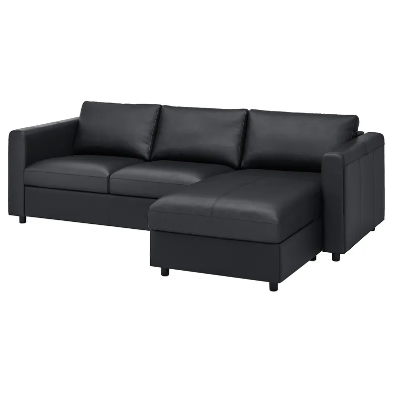 IKEA VIMLE ВІМЛЕ, 3-місний диван, з шезлонгом/Гранн/Бомстад чорний 893.066.86 фото №1