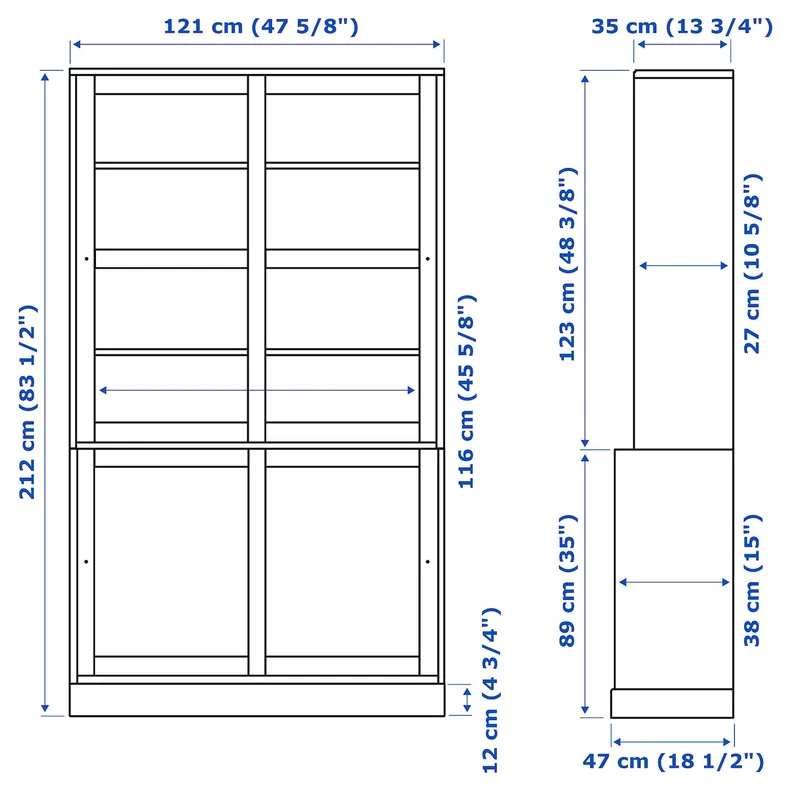 IKEA HAVSTA ХАВСТА, комбінація для зб з розс скл дверц, сірий бежевий, 121x47x212 см 595.347.60 фото №2
