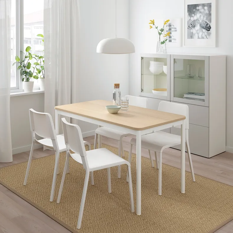 IKEA TOMMARYD ТОММАРЮД, стіл, дубовий шпон, тонований білим / білим, 130x70 см 693.875.08 фото №2