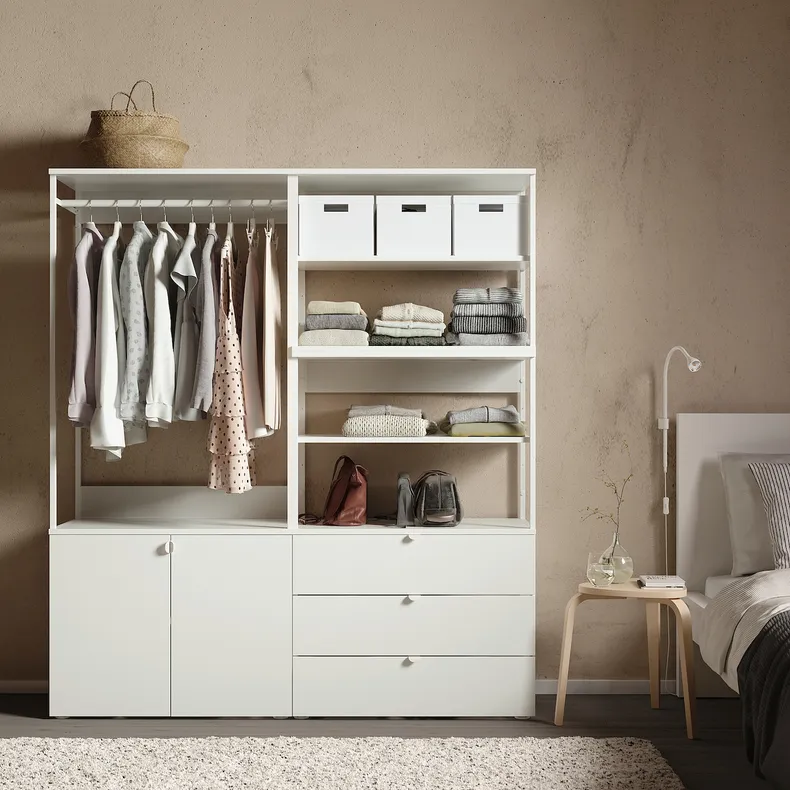 IKEA PLATSA ПЛАТСА, гардероб із 2 дверцятами+3 шухлядам, білий / Fonnes white, 160x42x181 см 593.362.70 фото №2