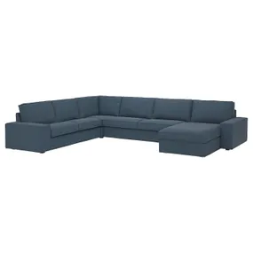 IKEA KIVIK КИВИК, угл диван, 6-местный диван+козетка, Окрашенный в синий цвет 094.847.05 фото
