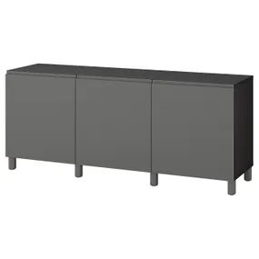 IKEA BESTÅ БЕСТО, комбинация для хранения с дверцами, черный/коричневый/Вястервикен/Улларп темно-серый, 180x42x74 см 394.217.40 фото