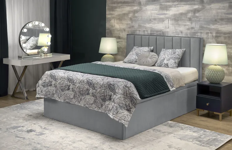 Ліжко двоспальне з підйомним механізмом HALMAR ASENTO 160x200 см сіре фото №2