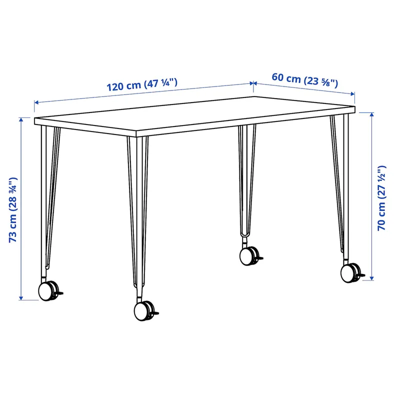 IKEA LAGKAPTEN ЛАГКАПТЕН / KRILLE КРІЛЛЕ, письмовий стіл, сіро-бірюзовий / чорний, 120x60 см 695.233.65 фото №6