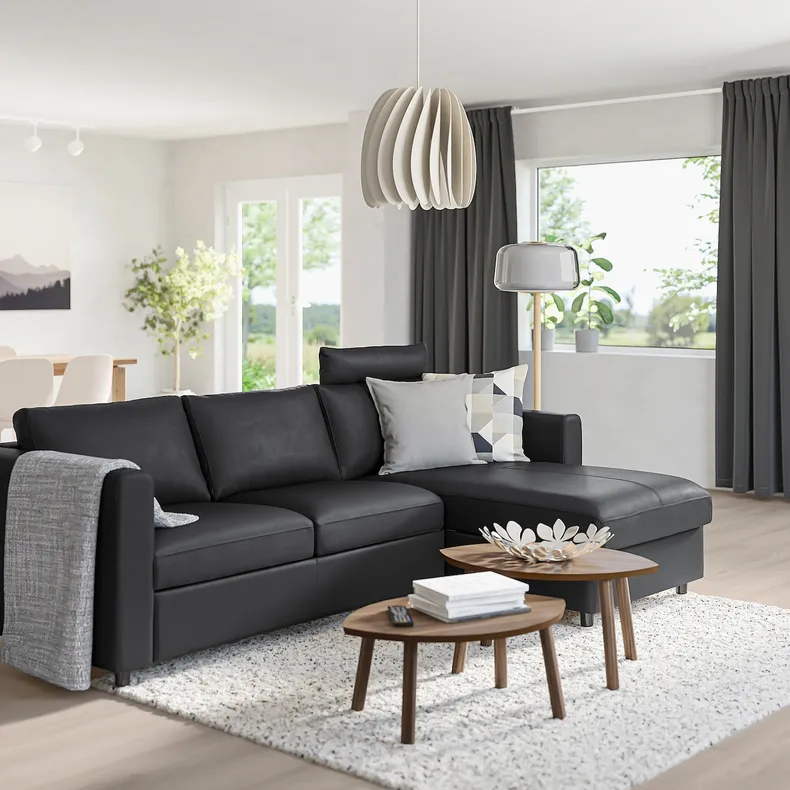 IKEA VIMLE ВІМЛЕ, 3-місний диван, з шезлонгом з підголовником/Grann/Bomstad чорний 093.062.61 фото №2