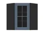 BRW Угловой кухонный шкаф Verdi 60 см с витриной правый мистик матовый, черный/матовый FL_GNWU_60/72_PV-CA/MIM фото
