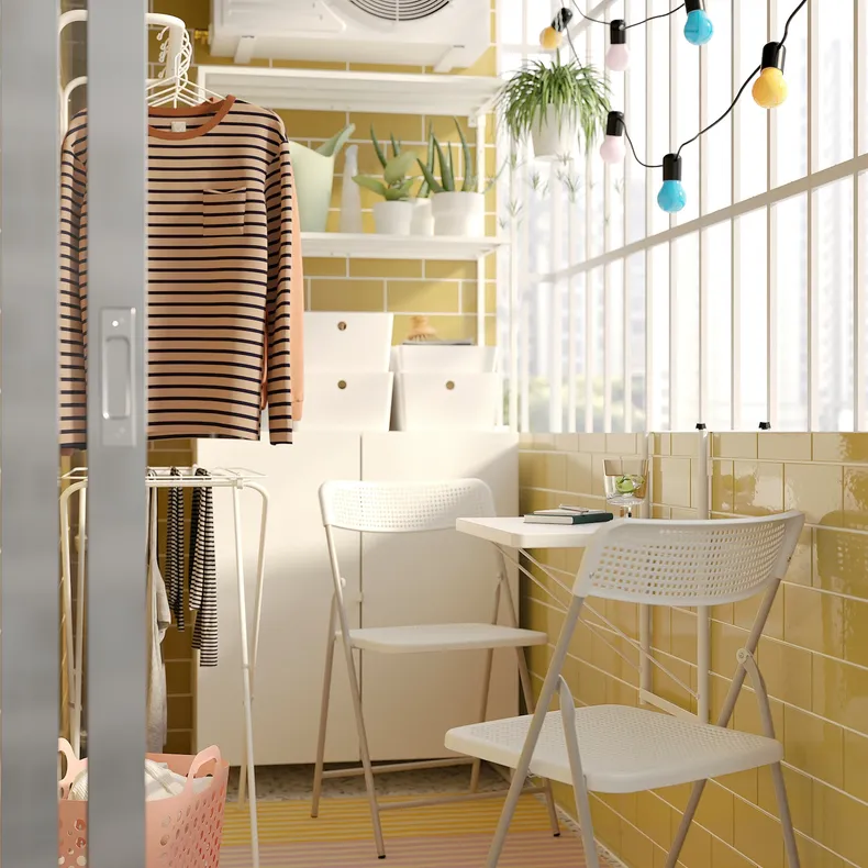 IKEA TORPARÖ ТОРПАРЕ, стіл стін кріпл+2 склад стільці/вул, білий/білий/сірий, 50 см 594.948.63 фото №2
