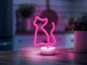 BRW Светодиодная неоновая настольная лампа Кошка розовая 093826 фото thumb №2