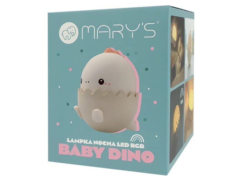 BRW Детская светодиодная силиконовая лампа Mary's Baby Dino розовая 096867 фото №5