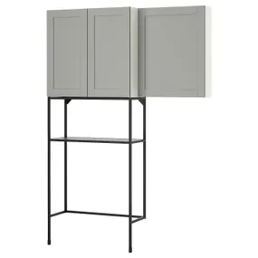 IKEA ENHET ЭНХЕТ, комбинация д / хранения, антрацит / серый каркас, 140x32x204 см 495.481.16 фото