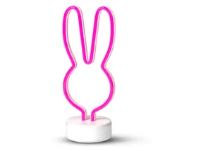 BRW Світлодіодна неонова настільна лампа зайчик рожевий 093828 фото