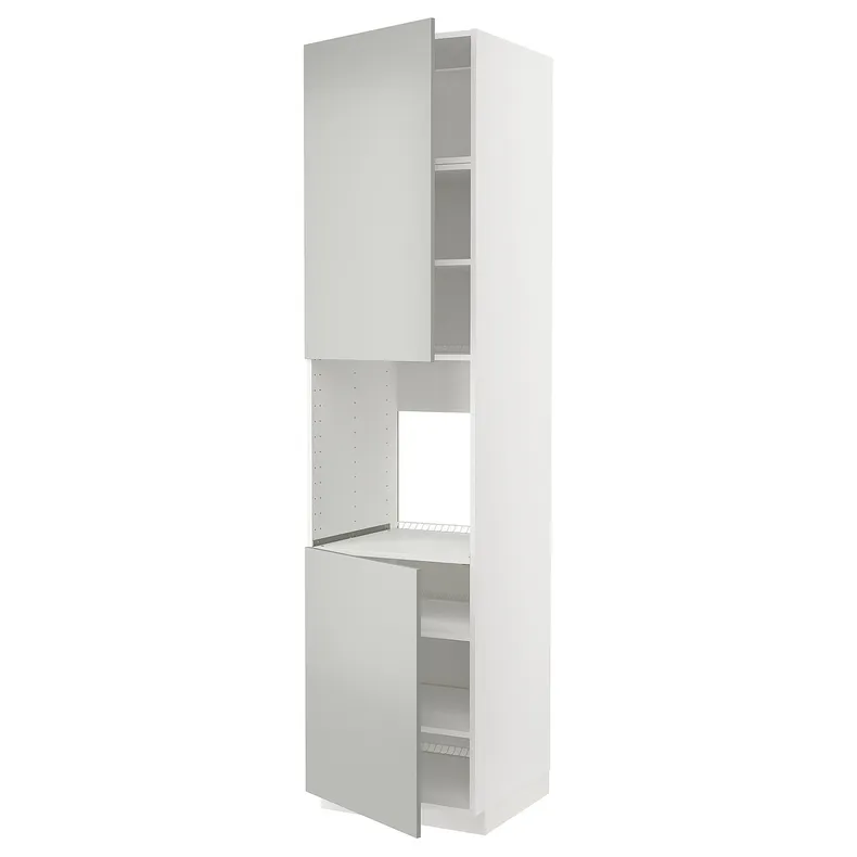 IKEA METOD МЕТОД, висока шафа для дух, 2 дверцят / пол, білий / Хавсторп світло-сірий, 60x60x240 см 695.387.72 фото №1