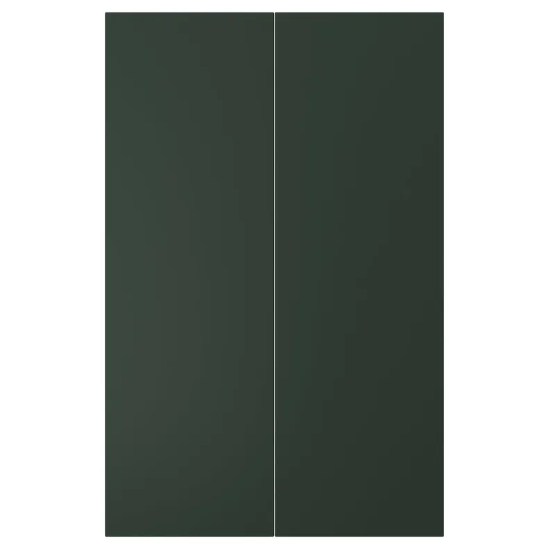 IKEA HAVSTORP ГАВСТОРП, 2 дверцят для кутової підлог шафи, Темно-зелений, 25x80 см 605.683.82 фото №1
