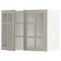 IKEA METOD МЕТОД, навесной шкаф / полки / 2стеклян двери, белый / Стенсунд бежевый, 80x60 см 694.621.83 фото thumb №1