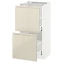IKEA METOD МЕТОД / MAXIMERA МАКСИМЕРА, напольный шкаф с 2 ящиками, белый / светло-бежевый глянцевый Voxtorp, 40x37 см 491.435.02 фото thumb №1