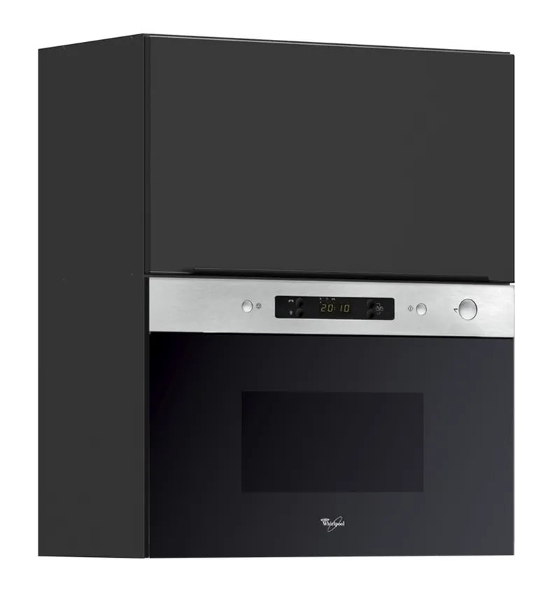 BRW Кухонный шкаф Sole L6 60 см с навесным верхом и микроволновой печью, черный матовый, черный/черный матовый FM_GMO_60/72_O_MBNA900-CA/CAM/IX фото №2