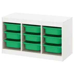 IKEA TROFAST ТРУФАСТ, комбинация д / хранения+контейнеры, белый / зелёный, 99x44x56 см 693.315.64 фото