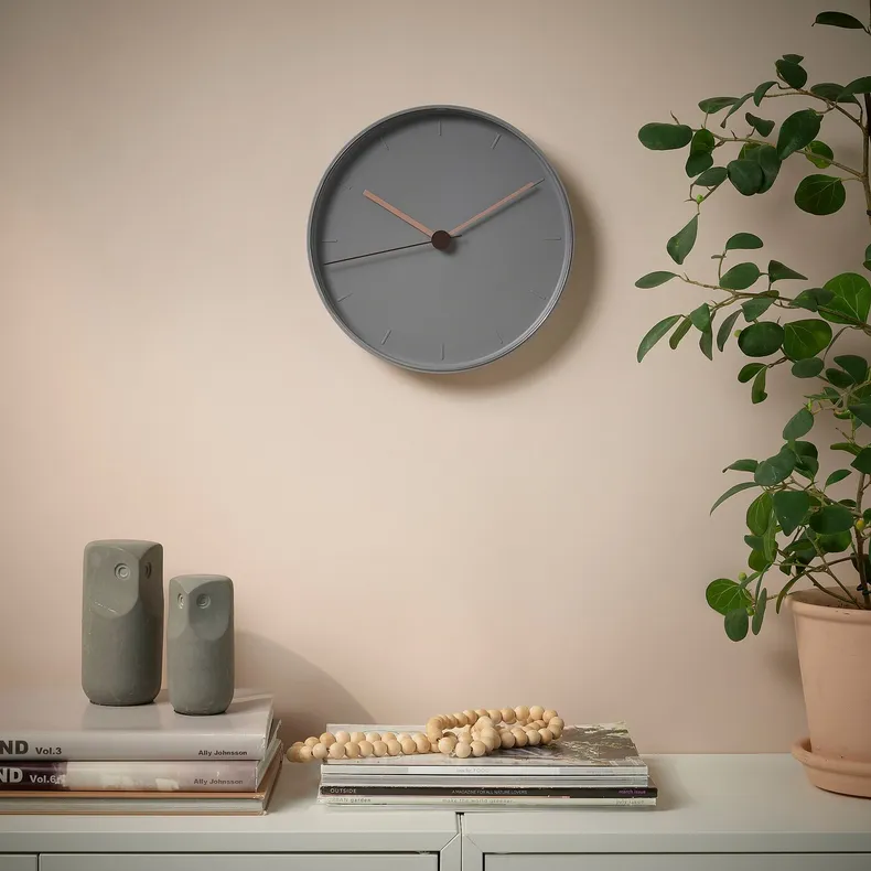 IKEA BONDTOLVAN БОНДТОЛЬВАН, настінний годинник, сіро-рожевий, 25 см 005.110.15 фото №2