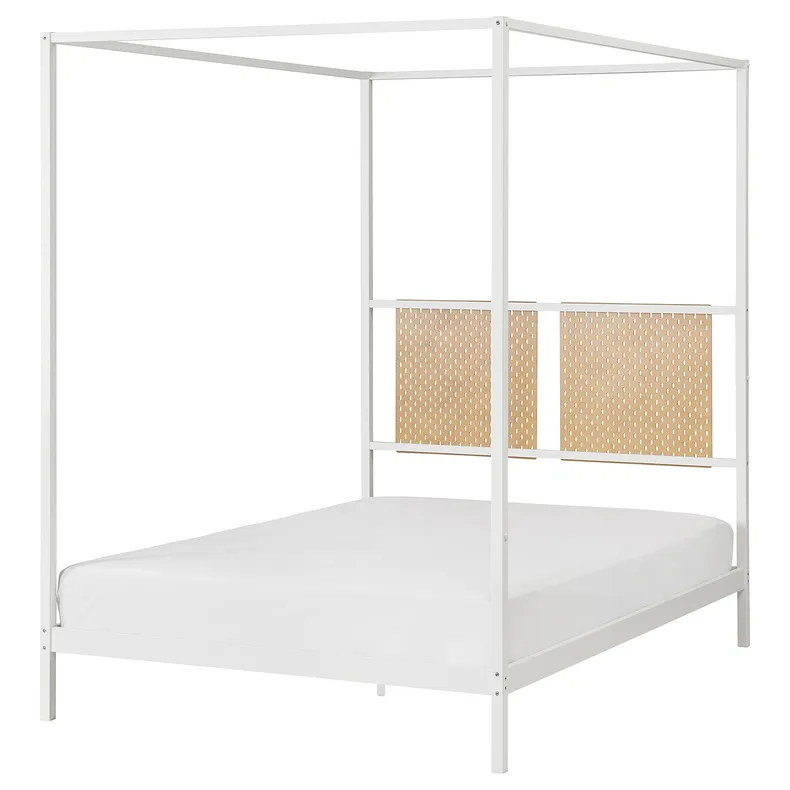 IKEA VITARNA ВИТАРНА, каркас кровати с 4-х стойками, белая древесина Luröy/Skådis, 140x200 см 595.563.37 фото №1