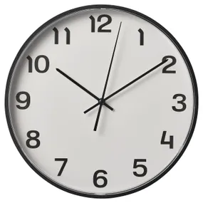 IKEA PLUTTIS ПЛУТТІС, настінний годинник, низьковольтний/чорний, 28 см 105.408.47 фото