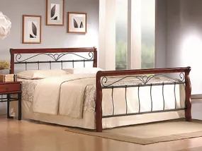 Ліжко двоспальне SIGNAL VENETIA, антична вишня, 160X200 см, метал+дерево фото