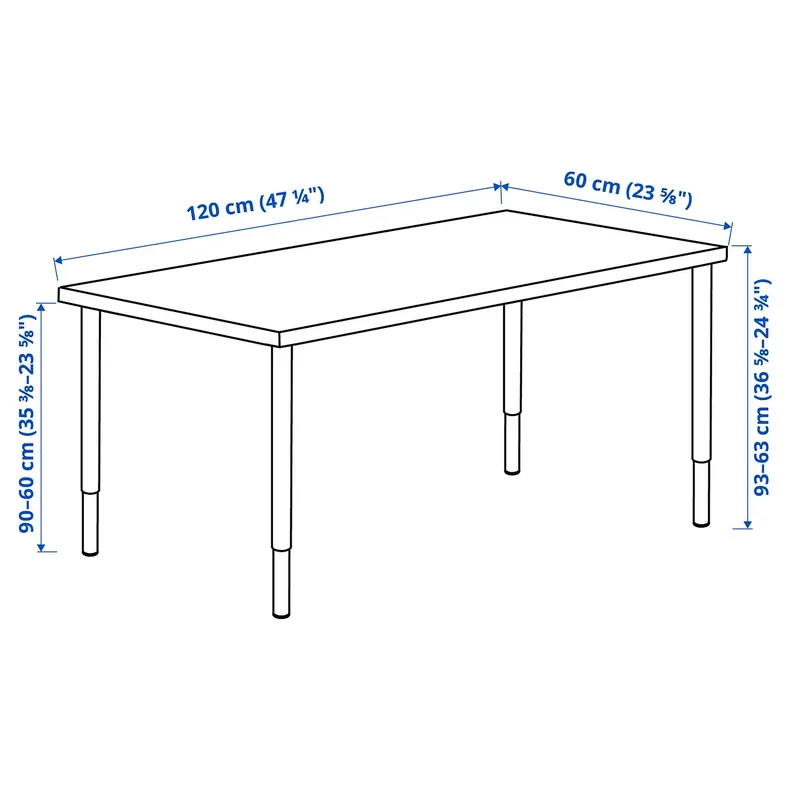 IKEA MITTCIRKEL МІТТЦІРКЕЛЬ / OLOV ОЛОВ, письмовий стіл, яскравий сосново-чорний ефект, 120x60 см 595.086.81 фото №5