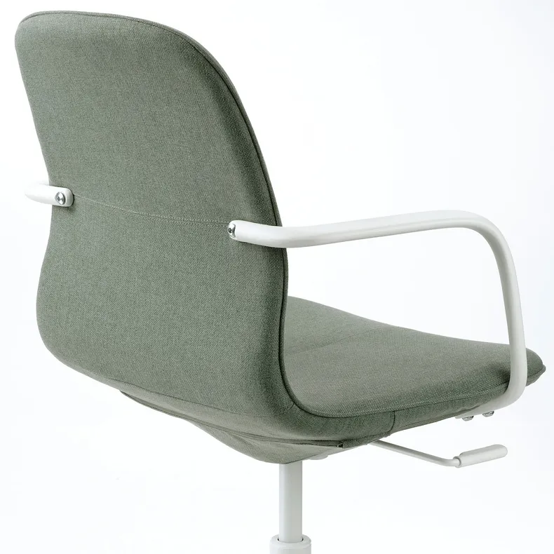 IKEA LÅNGFJÄLL ЛОНГФЬЕЛЛЬ, рабочий стул с подлокотниками, Окрашенный в зеленый / серый / белый цвет 995.068.16 фото №5