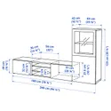 IKEA BESTÅ БЕСТО, комбинация для ТВ / стеклянные дверцы, Белый / Сельсвикен высокий глянец / бежевое матовое стекло, 240x42x129 см 994.887.23 фото thumb №8