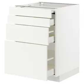 IKEA METOD МЕТОД / MAXIMERA МАКСІМЕРА, підл шафа з вис роб повер / 3 шухл, білий / ВЕДДІНГЕ білий, 60x60 см 394.191.48 фото