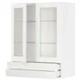 IKEA METOD МЕТОД / MAXIMERA МАКСИМЕРА, навесной шкаф / 2 стекл двери / 2 ящика, белый Энкёпинг / белая имитация дерева, 80x100 см 394.735.07 фото