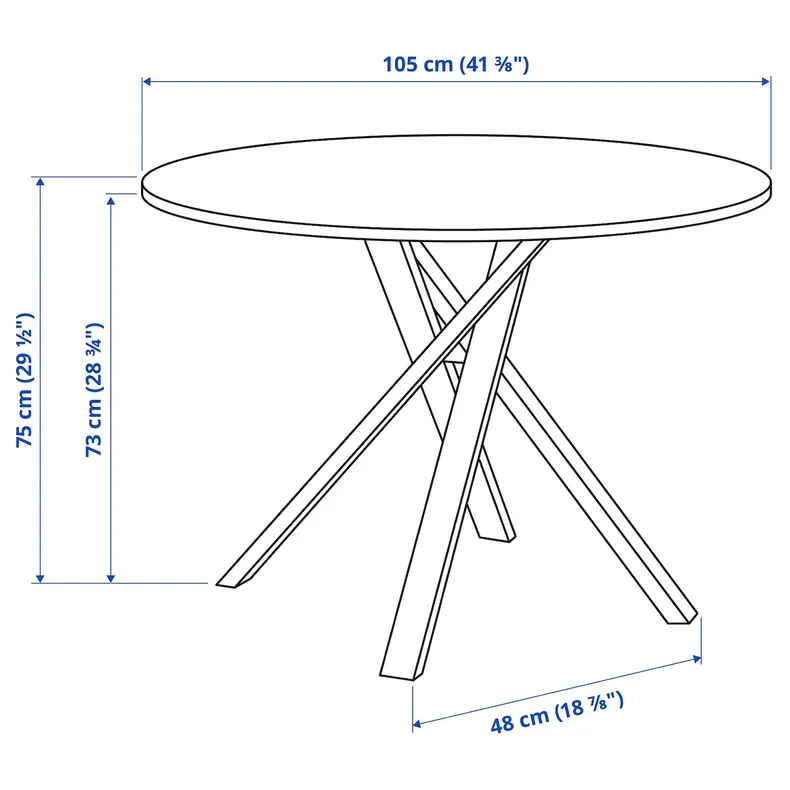 IKEA MARIEDAMM МАРИЕДАММ, стол, черный имитирующий мрамор, 105 см 704.926.45 фото №6