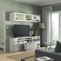 IKEA BESTÅ БЕСТО, комбинация для ТВ / стеклянные дверцы, белый Sindvik / Kallviken светло-серый, 180x42x192 см 594.359.96 фото thumb №2