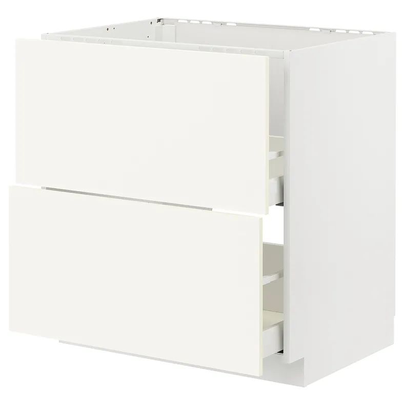 IKEA METOD МЕТОД / MAXIMERA МАКСИМЕРА, напольный шкаф п / мойку+2фасада / 2 ящ, белый / Вальстена белый, 80x60 см 595.071.77 фото №1