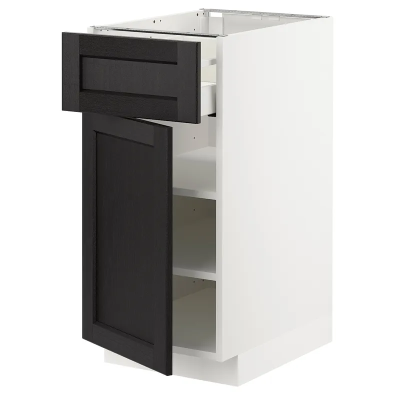 IKEA METOD МЕТОД / MAXIMERA МАКСИМЕРА, напольный шкаф с ящиком / дверцей, белый / Лерхиттан с черными пятнами, 40x60 см 594.628.81 фото №1