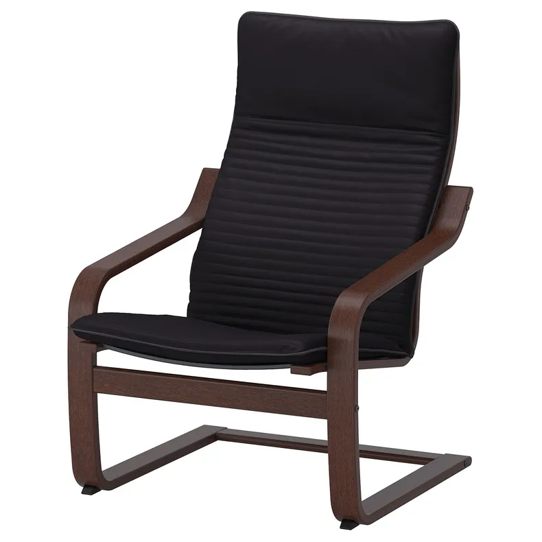 IKEA POÄNG ПОЕНГ, крісло, коричневий / КНІСА чорний 592.408.33 фото №1
