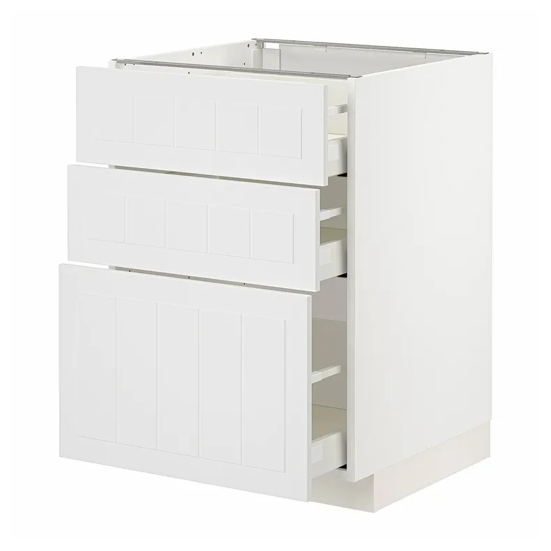IKEA METOD МЕТОД / MAXIMERA МАКСИМЕРА, напольный шкаф с 3 ящиками, белый / Стенсунд белый, 60x60 см 294.094.99 фото №1