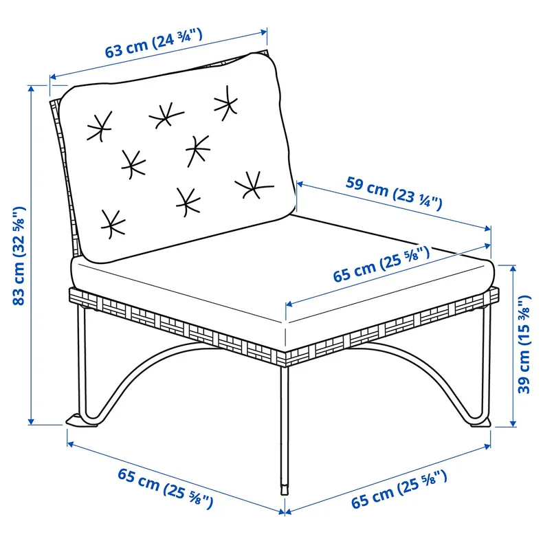 IKEA JUTHOLMEN, садове крісло, темно-сірий/куддарна світло-сірий бежевий, 65x73x83 см 995.782.24 фото №2